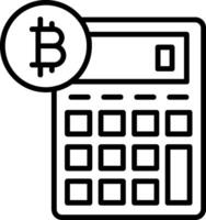 bitcoin calculadora linha ícone vetor
