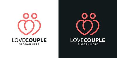 casal logotipo Projeto modelo com amor coração logotipo Projeto gráfico . símbolo romântico namoro dia dos namorados, ícone, criativo. vetor