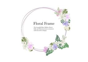 enfeite flor dentro coroa quadro, Armação em fundo vetor