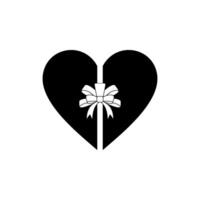 coração forma, amor ícone símbolo com fita silhueta, simples e plano estilo, pode usar para logotipo grama, arte ilustração, decoração, ornamentado, aplicativos, pictograma, dia dos namorados dia, ou gráfico Projeto elemento vetor
