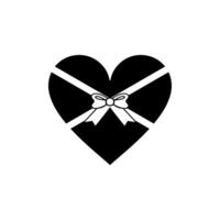 coração forma, amor ícone símbolo com fita silhueta, simples e plano estilo, pode usar para logotipo grama, arte ilustração, decoração, ornamentado, aplicativos, pictograma, dia dos namorados dia, ou gráfico Projeto elemento vetor