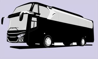 ilustração do uma Preto ônibus em uma cinzento fundo vetor