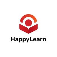 Educação aprender feliz pessoas livro logotipo vetor