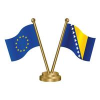 europeu União e Bósnia e herzegovina mesa bandeiras vetor