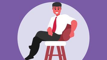 pessoa o negócio homem senta em uma cadeira ilustração vetor