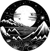 mar - Preto e branco isolado ícone - ilustração vetor