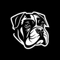boxer cachorro - Preto e branco isolado ícone - ilustração vetor