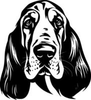 basset cão de caça - Preto e branco isolado ícone - ilustração vetor