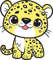 leopardo 2d desenho animado personagem clipart para crianças livro vetor