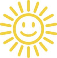 amarelo sorridente Sol ícone isolado em branco fundo . feliz Sol ícone vetor