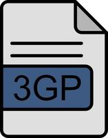 3gp Arquivo formato linha preenchidas ícone vetor