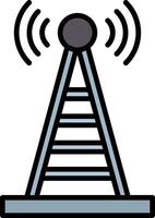 rádio torre linha preenchidas ícone vetor