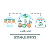 ícone do conceito de nutrição saudável. ilustração de linha fina dieta ideia. produtos alimentícios. desenho de contorno isolado do vetor. curso editável vetor