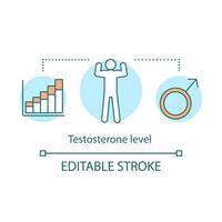 ícone do conceito de nível de testosterona. ilustração de linha fina de ideia de saúde masculina. função reprodutiva masculina. desenho de contorno isolado do vetor. curso editável vetor