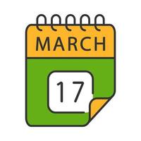 ícone de cor 17 de março. dia de São Patrick. data do calendário. ilustração vetorial isolada vetor