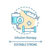 ícone do conceito de terapia de infusão. ilustração de linha fina de ideia de tratamento injetável. hospital, desenho de contorno isolado de vetor de clínica. vacinação, imunização. medicação intravenosa. curso editável