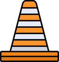 ícone cheio de linha de cone de tráfego vetor