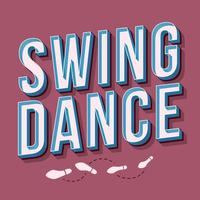 swing dance letras de vetor 3d vintage. fonte em negrito retrô, tipo de letra. texto estilizado de pop art. letras do estilo da velha escola. Cartaz dos anos 90, 80, banner, design de tipografia de camiseta. fundo de cor de hibisco