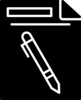 ícone de glifo de caneta e papel vetor