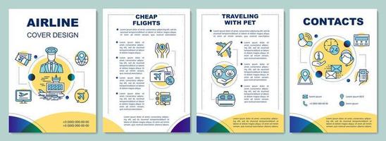 layout de modelo de folheto de serviços de companhias aéreas. viajando com animais de estimação. folheto, livreto, design de impressão de folheto com ilustrações lineares. layouts de página de vetor para revistas, relatórios anuais, pôsteres de publicidade