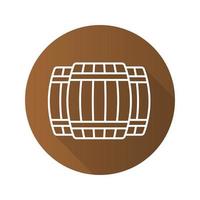 ícone de sombra longa plana linear de barris de madeira de álcool. barris de whisky ou rum. símbolo de contorno de vetor