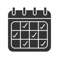ícone de glifo do calendário. organizador diário. símbolo da silhueta. espaço negativo. ilustração isolada do vetor