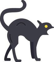 ícone plano de gato preto vetor