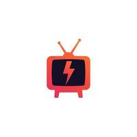 tv com logotipo de vetor de antena em branco