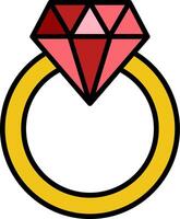 diamante anel linha preenchidas ícone vetor