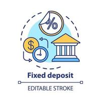 ícone do conceito de poupança. ilustração de linha fina de ideia de depósito fixo. criando conta de investimento. obtendo maiores lucros, juros até a data de vencimento. desenho de contorno isolado do vetor. curso editável vetor