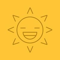 ícone linear de cor de sol sorridente. temporada de verão. símbolos de contorno de linha fina na cor de fundo. ilustração vetorial vetor