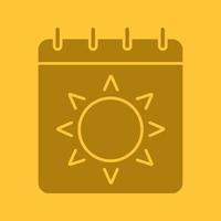 ícone de cor de glifo da temporada de verão. símbolo da silhueta. página do calendário com sol. espaço negativo. ilustração isolada do vetor