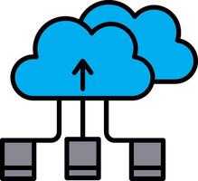 ícone preenchido de linha de armazenamento em nuvem vetor