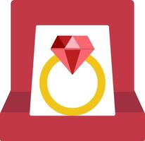 ícone plano de anel de diamante vetor