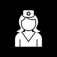 ícone invertido de glifo de enfermeira vetor