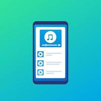 reprodutor de música com lista de reprodução no smartphone vetor