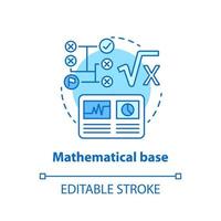 ícone do conceito de base matemática azul. cálculos ideia ilustração de linha fina. combinação de números e dígitos. sistema aritmético e numérico. desenho de contorno isolado do vetor. curso editável vetor