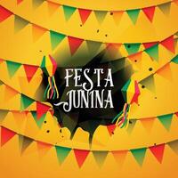 festa junina fundo com colorida guirlandas vetor