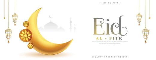 eid Mubarak desejos bandeira com dourado crescente vetor