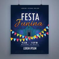 festa junina feriado folheto poster Projeto modelo vetor