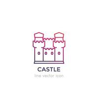 castelo, ícone linear de vetor de fortaleza