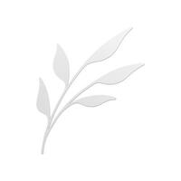 curvado árvore ramo Relva branco elegante folhas haste botânico decoração elemento 3d ícone realista vetor