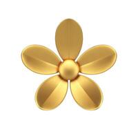 dourado flor broto camomila com seis pétalas florística moda decoração elemento 3d ícone realista vetor