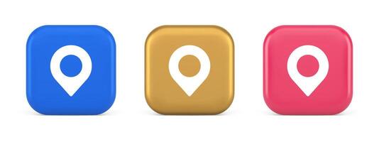 GPS mapa PIN localização serviço botão inscrição direção distância ponteiro 3d realista ícone vetor