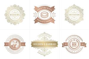 Casamento convites Salve  a encontro logotipos e Distintivos elegante modelos conjunto vetor