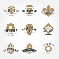 vintage logotipos Projeto mão desenhado modelos definir. logotipos elementos coleção vetor