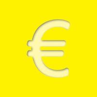ícone de corte de papel de sinal do euro. ilustração isolada da silhueta do vetor