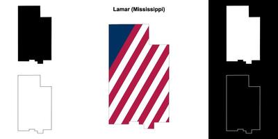 Lamar condado, Mississippi esboço mapa conjunto vetor