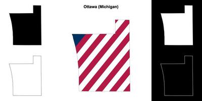 Ottawa condado, Michigan esboço mapa conjunto vetor