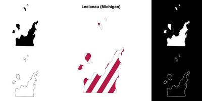 Leelanau condado, Michigan esboço mapa conjunto vetor